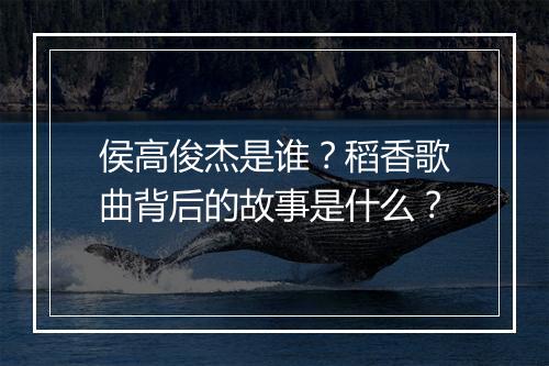 侯高俊杰是谁？稻香歌曲背后的故事是什么？
