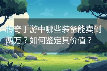 传奇手游中哪些装备能卖到两万？如何鉴定其价值？