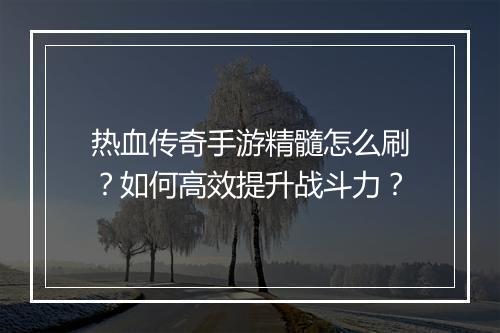 热血传奇手游精髓怎么刷？如何高效提升战斗力？