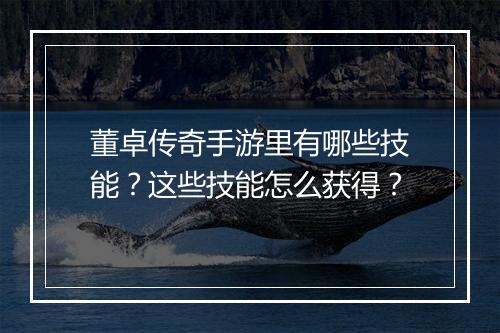 董卓传奇手游里有哪些技能？这些技能怎么获得？