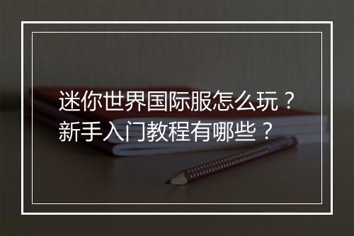 迷你世界国际服怎么玩？新手入门教程有哪些？