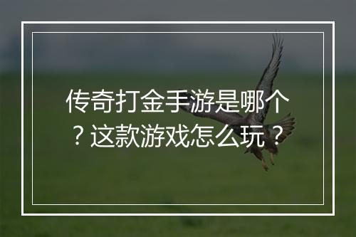 传奇打金手游是哪个？这款游戏怎么玩？