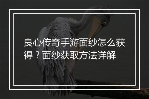良心传奇手游面纱怎么获得？面纱获取方法详解