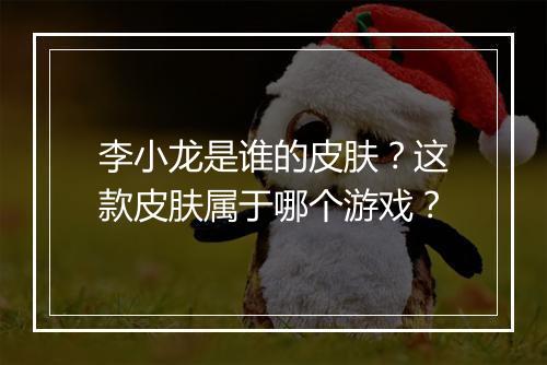 李小龙是谁的皮肤？这款皮肤属于哪个游戏？