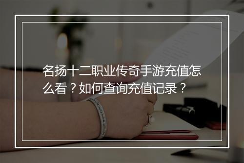 名扬十二职业传奇手游充值怎么看？如何查询充值记录？