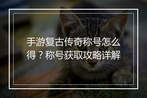 手游复古传奇称号怎么得？称号获取攻略详解