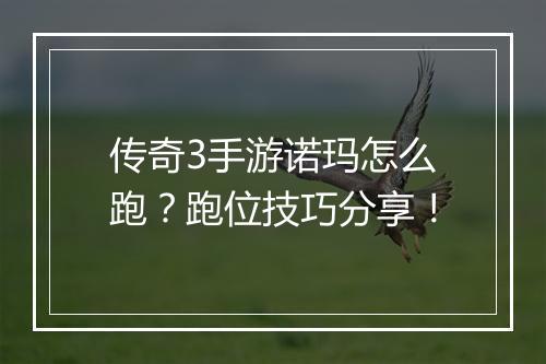 传奇3手游诺玛怎么跑？跑位技巧分享！