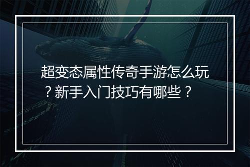 超变态属性传奇手游怎么玩？新手入门技巧有哪些？