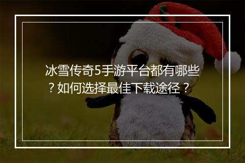 冰雪传奇5手游平台都有哪些？如何选择最佳下载途径？