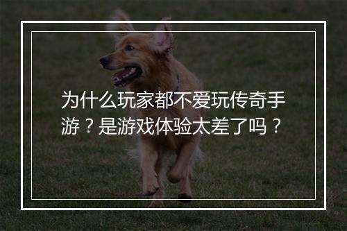 为什么玩家都不爱玩传奇手游？是游戏体验太差了吗？