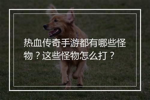 热血传奇手游都有哪些怪物？这些怪物怎么打？