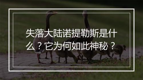 失落大陆诺提勒斯是什么？它为何如此神秘？