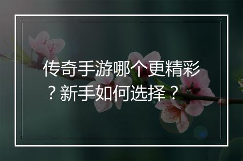 传奇手游哪个更精彩？新手如何选择？