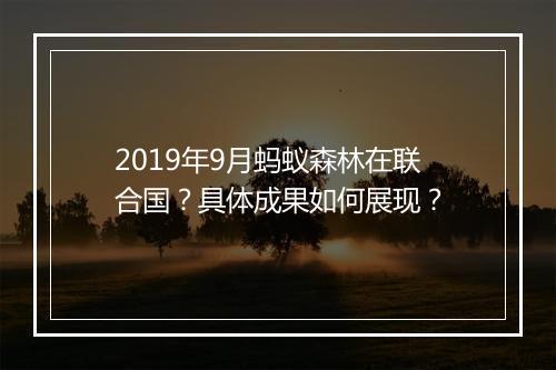 2019年9月蚂蚁森林在联合国？具体成果如何展现？