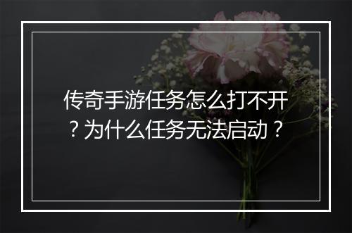 传奇手游任务怎么打不开？为什么任务无法启动？