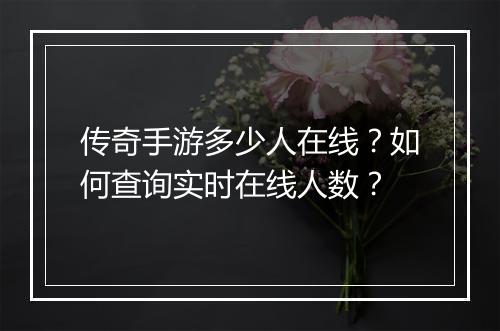 传奇手游多少人在线？如何查询实时在线人数？