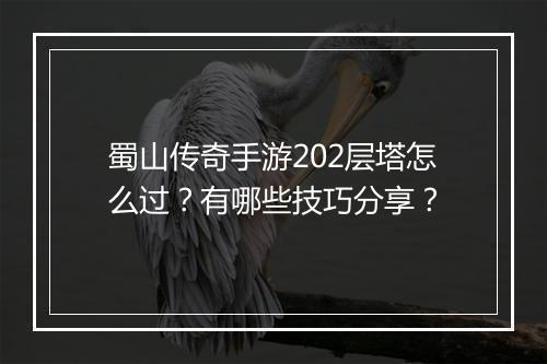 蜀山传奇手游202层塔怎么过？有哪些技巧分享？