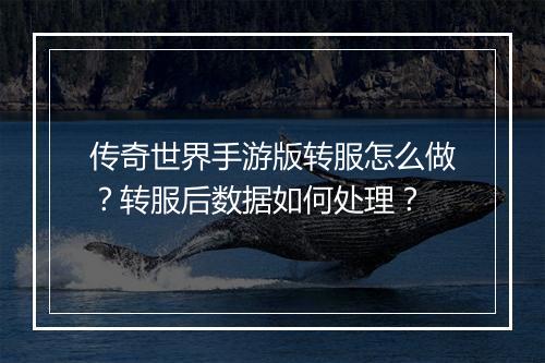传奇世界手游版转服怎么做？转服后数据如何处理？