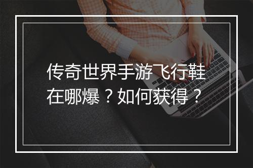 传奇世界手游飞行鞋在哪爆？如何获得？