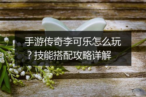 手游传奇李可乐怎么玩？技能搭配攻略详解
