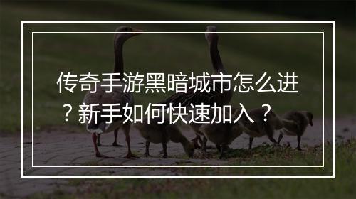 传奇手游黑暗城市怎么进？新手如何快速加入？