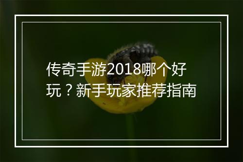 传奇手游2018哪个好玩？新手玩家推荐指南