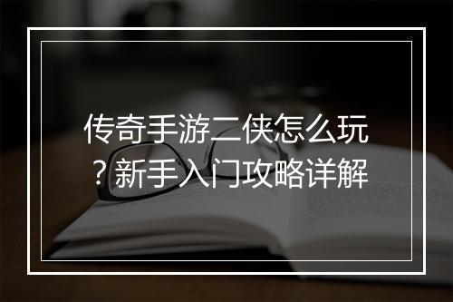 传奇手游二侠怎么玩？新手入门攻略详解