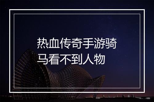 热血传奇手游骑马看不到人物