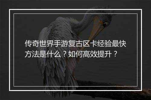 传奇世界手游复古区卡经验最快方法是什么？如何高效提升？
