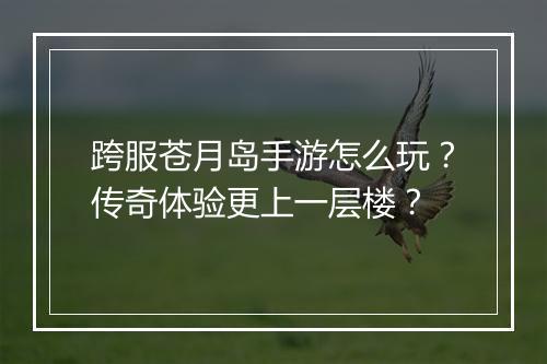 跨服苍月岛手游怎么玩？传奇体验更上一层楼？