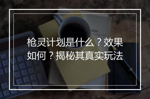 枪灵计划是什么？效果如何？揭秘其真实玩法