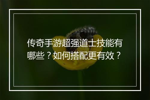 传奇手游超强道士技能有哪些？如何搭配更有效？