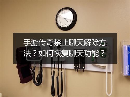 手游传奇禁止聊天解除方法？如何恢复聊天功能？