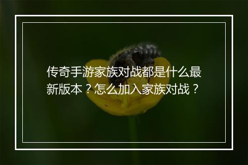 传奇手游家族对战都是什么最新版本？怎么加入家族对战？