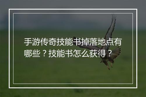 手游传奇技能书掉落地点有哪些？技能书怎么获得？