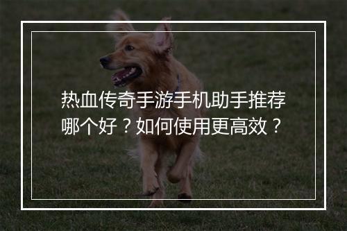 热血传奇手游手机助手推荐哪个好？如何使用更高效？