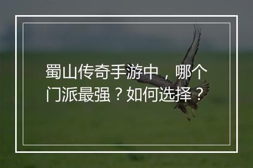 蜀山传奇手游中，哪个门派最强？如何选择？