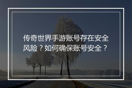 传奇世界手游账号存在安全风险？如何确保账号安全？