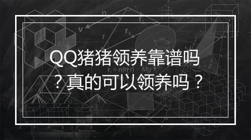 QQ猪猪领养靠谱吗？真的可以领养吗？