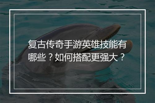 复古传奇手游英雄技能有哪些？如何搭配更强大？