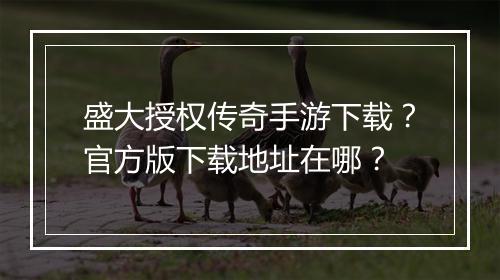 盛大授权传奇手游下载？官方版下载地址在哪？