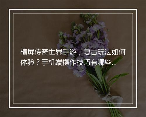 横屏传奇世界手游，复古玩法如何体验？手机端操作技巧有哪些？