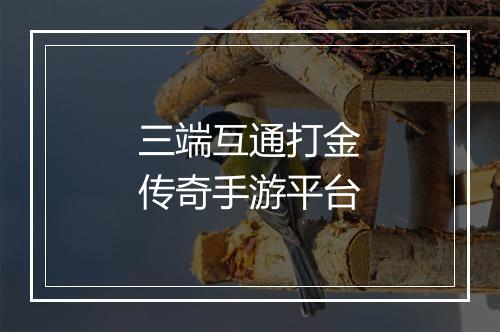 三端互通打金传奇手游平台