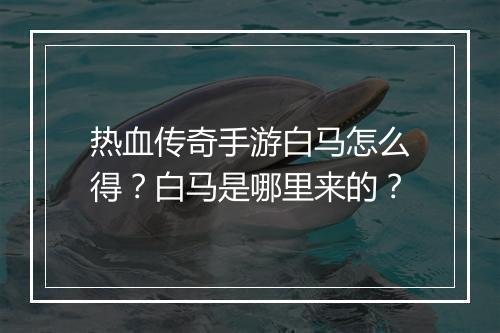 热血传奇手游白马怎么得？白马是哪里来的？