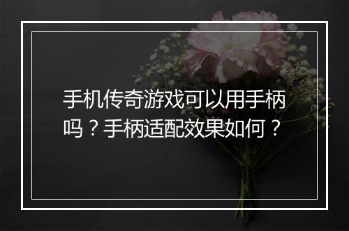 手机传奇游戏可以用手柄吗？手柄适配效果如何？