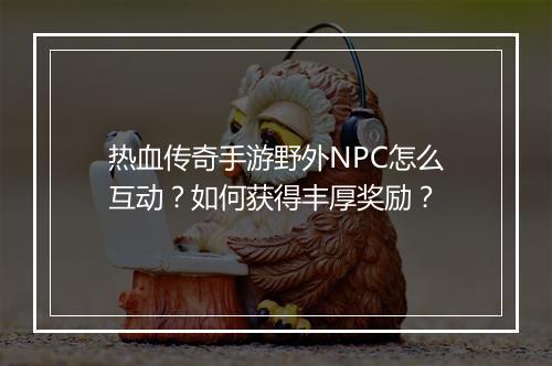 热血传奇手游野外NPC怎么互动？如何获得丰厚奖励？
