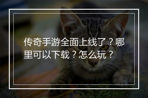传奇手游全面上线了？哪里可以下载？怎么玩？