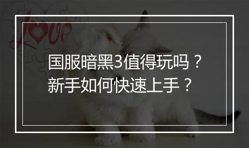 国服暗黑3值得玩吗？新手如何快速上手？