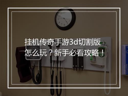 挂机传奇手游3d切割版怎么玩？新手必看攻略！