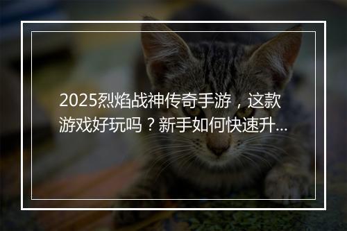 2025烈焰战神传奇手游，这款游戏好玩吗？新手如何快速升级？